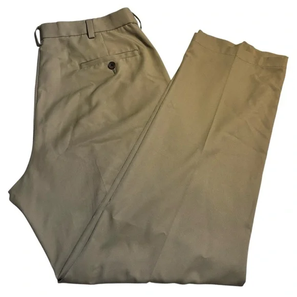 Haggar Men's Chinos 36 x 32 Khaki Lightweight Classic Fit Cool 18 Pro - Picture 4 of 10
